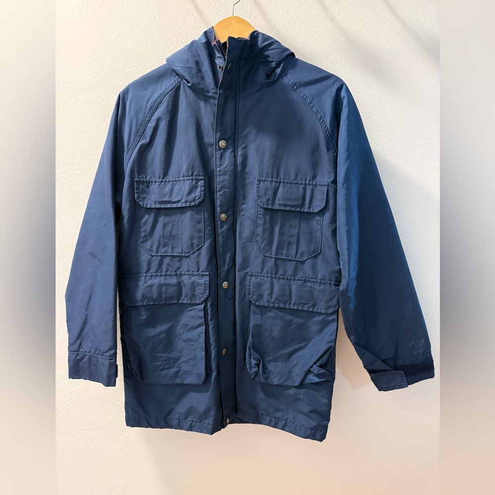 Vintage Woolrich Jacket Size S Blue Parka Wool Blanket Lined 80s USA Made Chore
